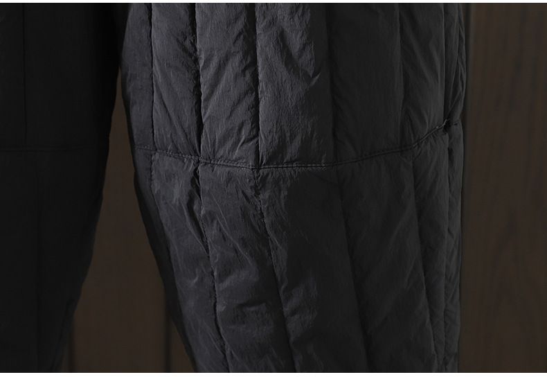 Pantalon matelassé bouffant – Pantalon d'hiver moelleux avec poches surdimensionnées (noir/crème, coupe ample)_voghion.com