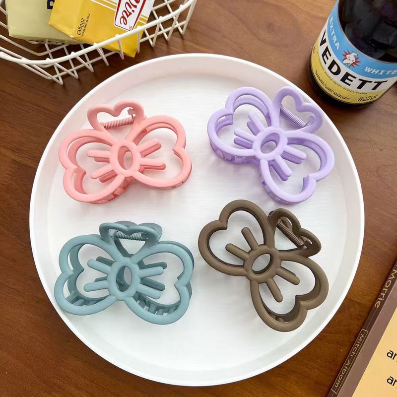 1pc Multi-color Cute Hollow Cat Face Bow Hairpin, High-end Medium Size Mattee Grab Clip, Sweet Love Hairpin Half-tie Hair Claw_voghion.com