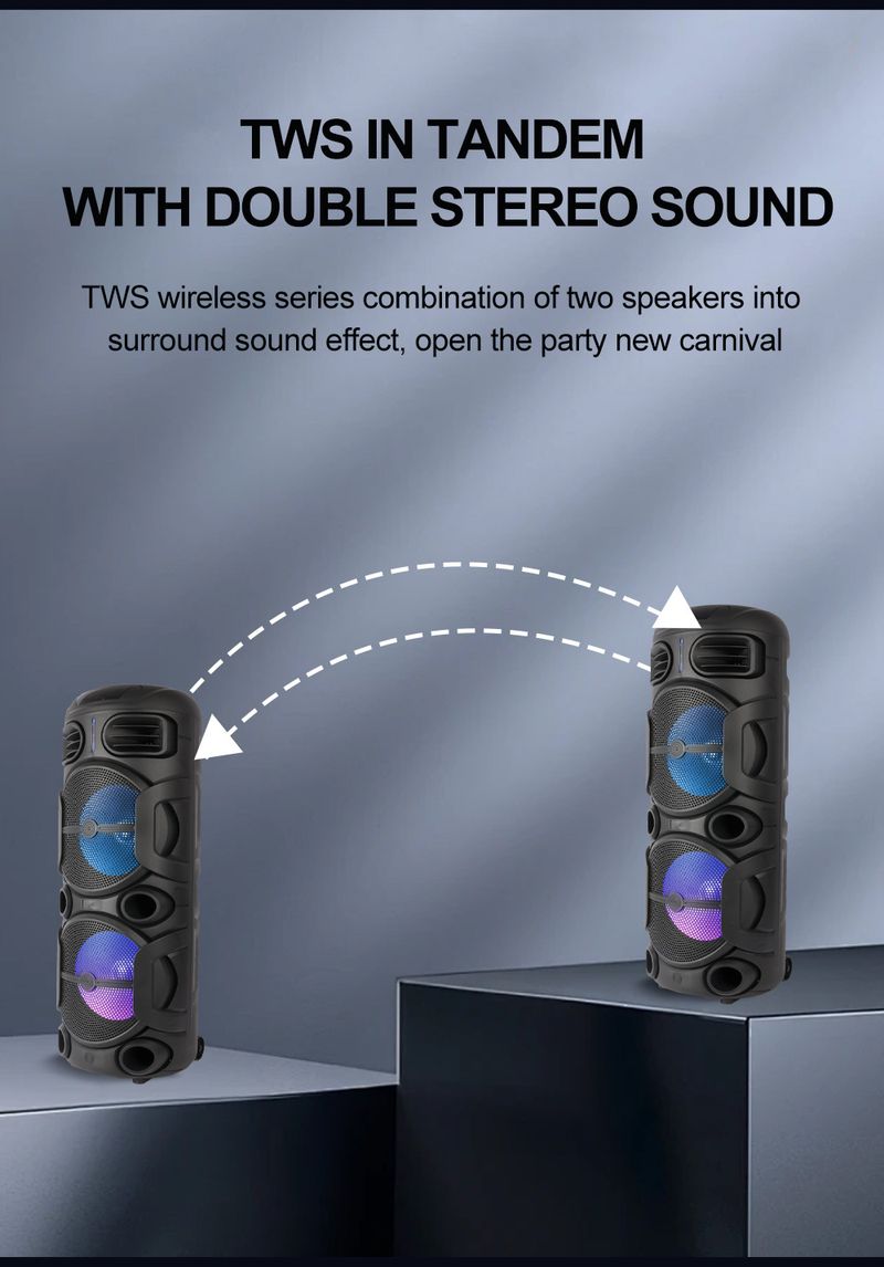 Altavoz Bluetooth inalámbrico ZQS12208 con batería de larga duración para uso doméstico y exterior, con micrófono y karaoke._voghion.com