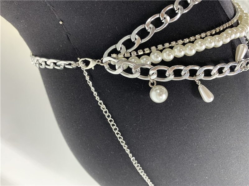 Club style publicity pearl chain mix and match multi-layer waist chain_voghion.com