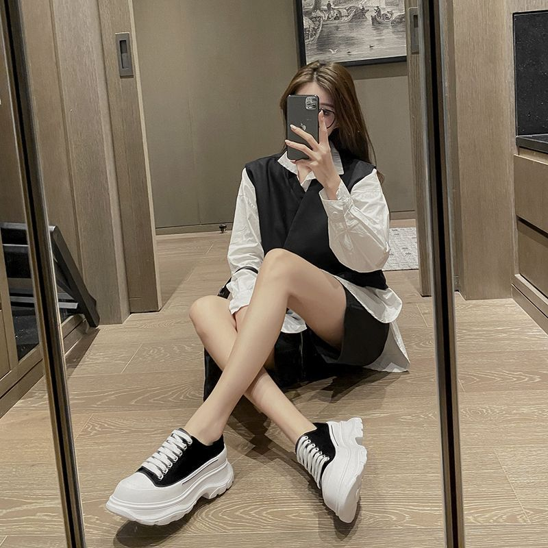 M. DUK/Malduke Ultra Thick Canvas Women's Shoes Soft Sole Pure Original Short Stature Handsome, Lightweight And_voghion.com