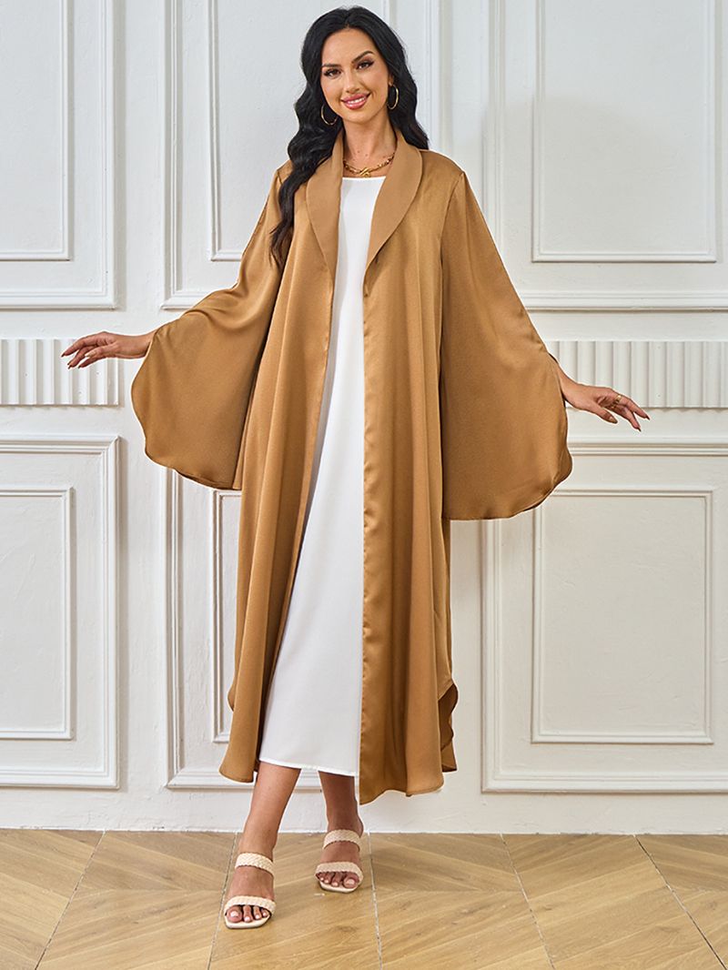 Damkläder Stor Gunga Enfärgad Cardigan Robe Klänning Hon_voghion.com