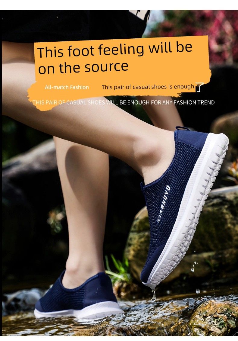 Double Star Summer Breathable Comfortable Mesh Men's Sneaker Slip-on Lightweight Old Beijing Cloth Shoes_voghion.com