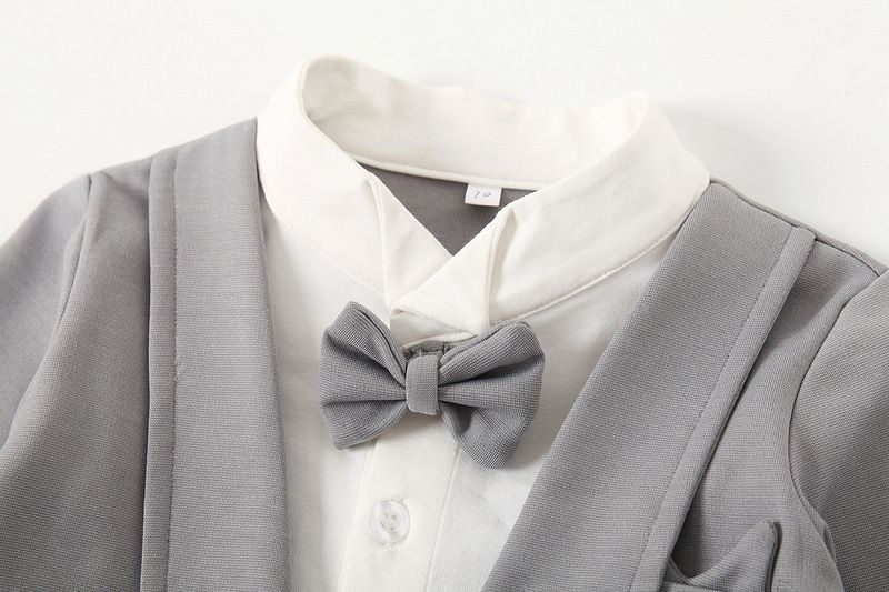 Baby Wear Gentleman Jumpsuit Newborn Cotton Crawler Tuxedo 100 Day Dress_voghion.com