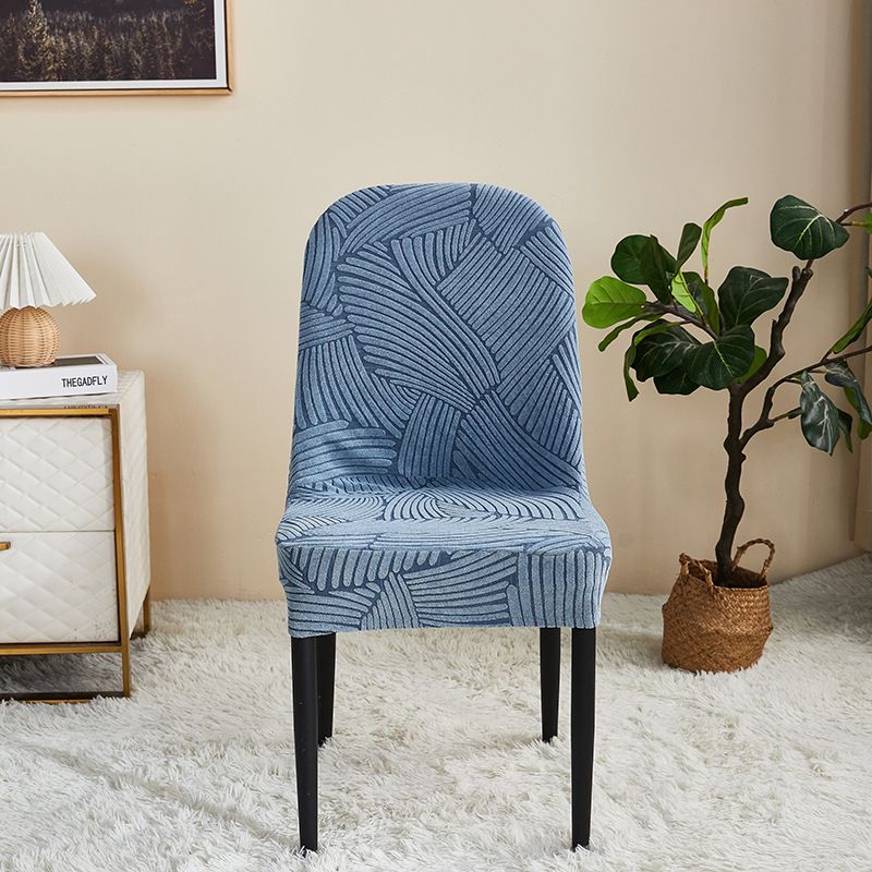 Thickened jacquard curved chair cover all-inclusive universal dining table and chair protective cover household large round stool cover_voghion.com