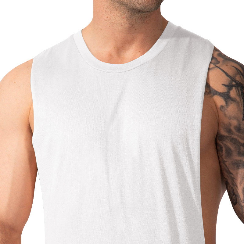 Men's Clothing New Men's Vest Muscular Men's Sports And Leisure Solid Color Men's Sleeveless Vest T Shirt_voghion.com