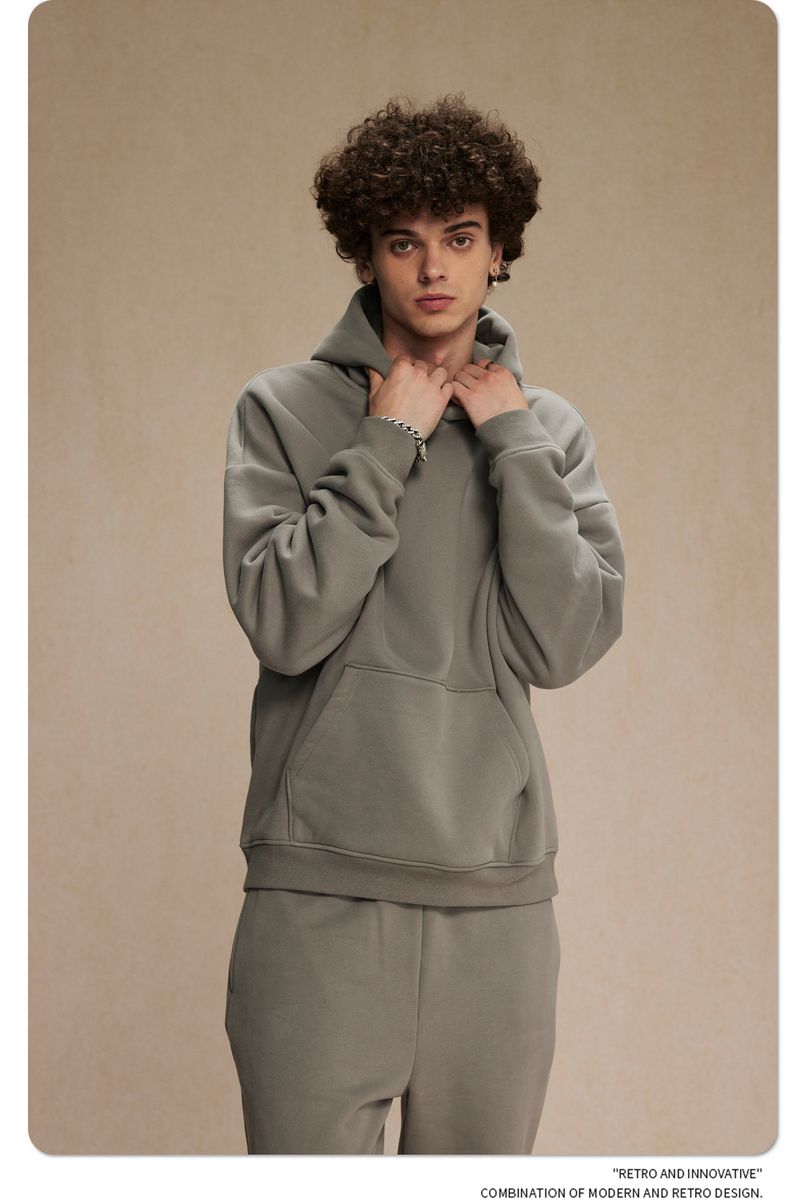 Felpa con cappuccio oversize da uomo in pile con tessuto anti-pilling da 400 g/m², felpa streetwear per l'inverno (disponibile in 12 colori)_voghion.com