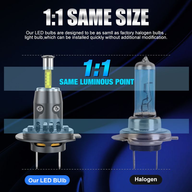 30000LM LED Araba Far Ampulü Canbus LED Işık Kablosuz Fanlı CSP 4 Taraflı Otomatik Mini H7 Ampuller Sis Farları 6500K_voghion.com