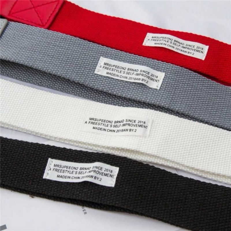 Koreansk version minimalistisk afslappet lærred unisex dobbelt løkke spænde bælte, ungdomsstuderende moderigtigt udvidet bælte_voghion.com