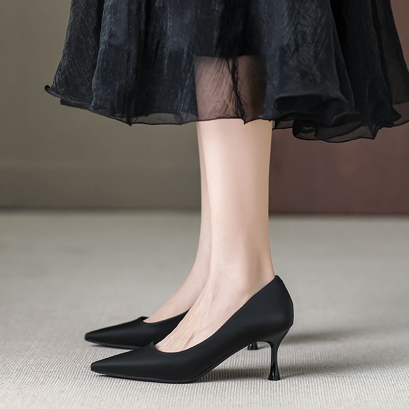 Nuovi tacchi alti in morbida pelle, scarpe singole a punta con tacco piccolo in stile francese, scarpe da donna_voghion.com