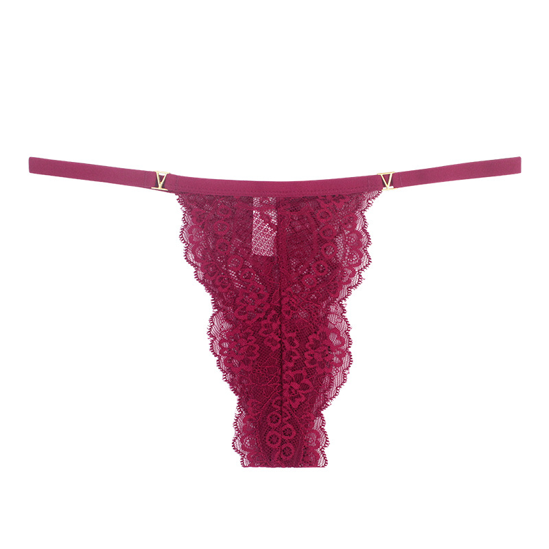 color thin strap seamless sexy thong seamless low waist comfortable hollow transparent lace panties_voghion.com