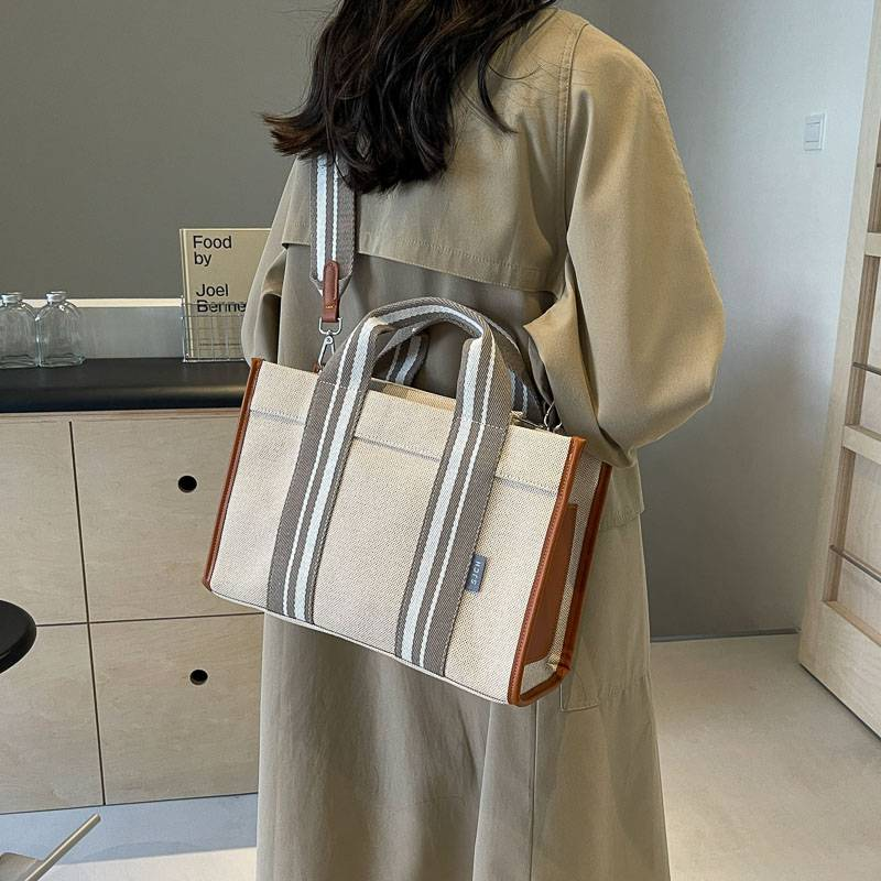 Borsa da viaggio da spiaggia in stile minimalista, tinta unita e di grande capacità_voghion.com