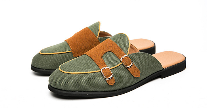 Petites chaussures décontractées en cuir pour hommes, chaussures d'été respirantes à tête de chignon, demi-sandales britanniques, version coréenne, chaussures décontractées à enfiler de grande taille_voghion.com