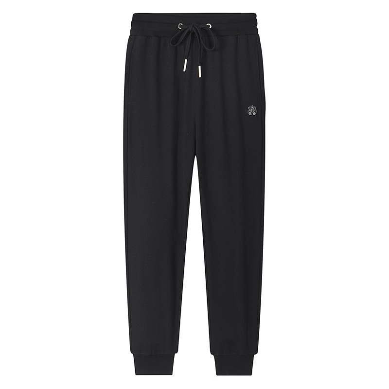 Ropa de mujer Pantalones deportivos grises finos bordados para mujer con pantalones sueltos informales de cintura alta para correr de noche pantalones elásticos de algodón_voghion.com