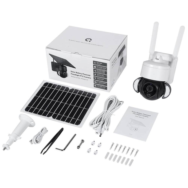 Telecamera ad energia solare, WiFi wireless, sfera di monitoraggio a colori per esterni ad alta definizione e a basso consumo_voghion.com