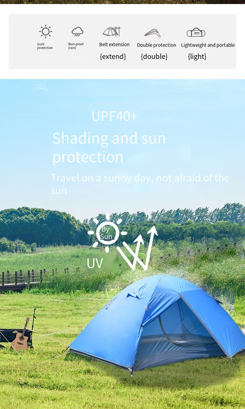 Outdoor camping double double camping tent Oxford cloth material camping rain protection sunscreen multi-tent_voghion.com