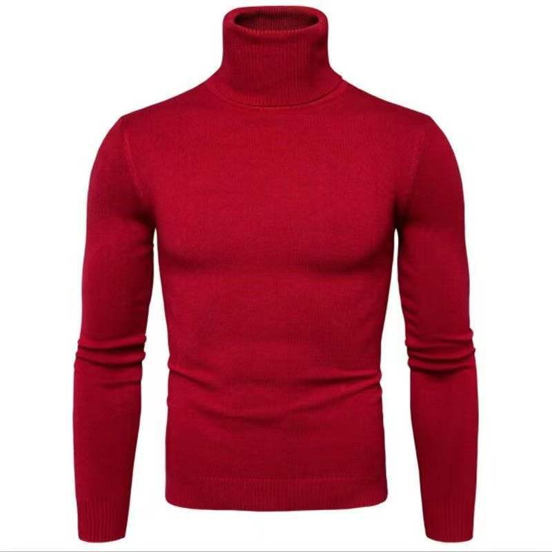 Men's Clothing turtleneck sweater slim men's solid color pullover bottoming sweater_voghion.com