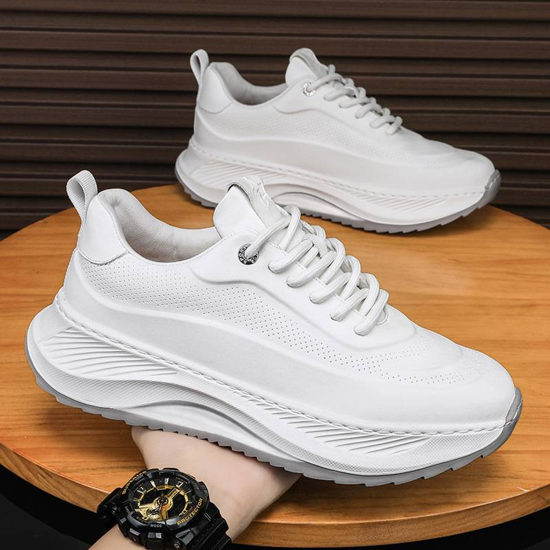 2024 autumn and winter men's plus size leather sports and leisure shoes Korean version height increasing dad trendy shoes_voghion.com