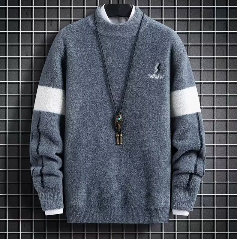 Men's Clothing Autumn And Winter Sweaters All Match Half High Collar Sweater Slim Fit Color Matching Warm Bottoming Sweater_voghion.com