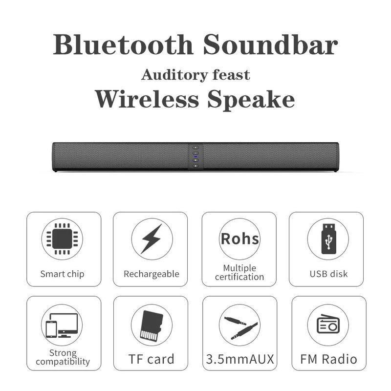 Leistungsstarke Soundbar Sound Radio Blaster Bar Audio TV PC Computer Subwoofer Drahtloser Heimkino-Lautsprecher_voghion.com