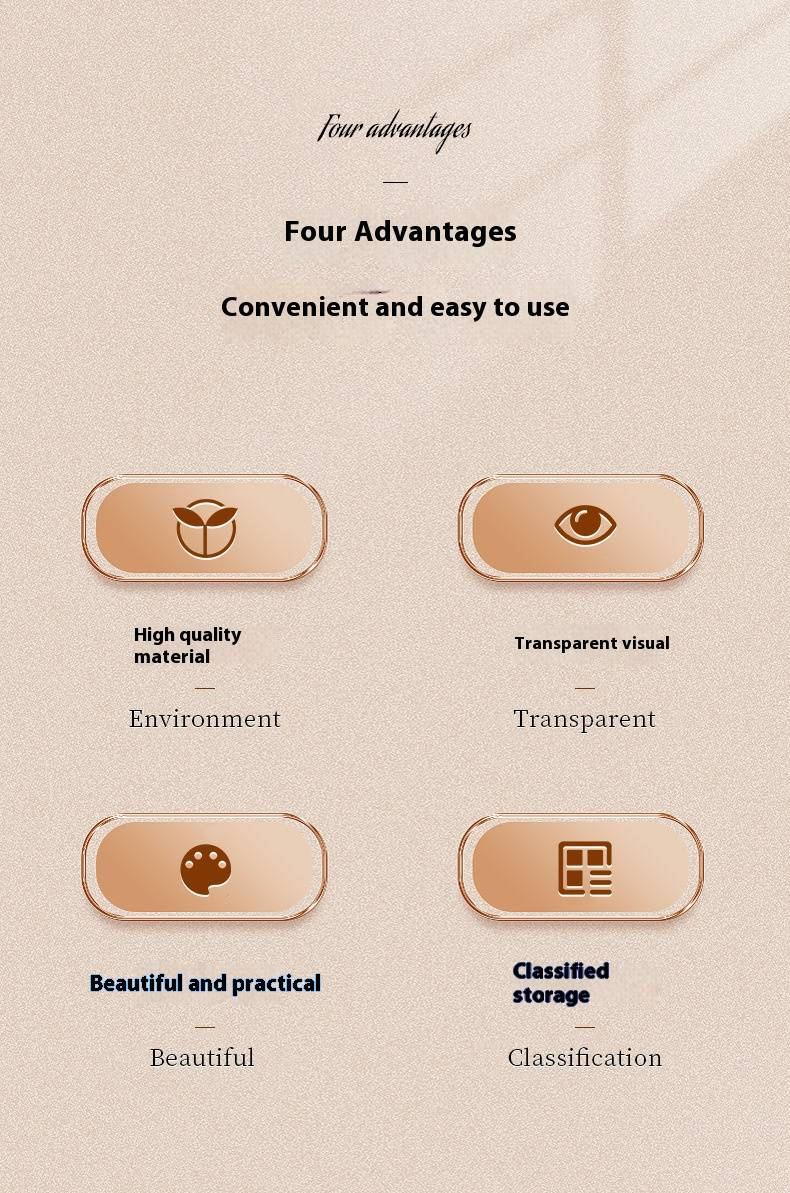 Caixa de armazenamento de mesa com várias grades, caixa transparente para cosméticos, penteadeira de luxo, batom, produtos para cuidados com a pele, prateleira para armazenamento de PET_voghion.com