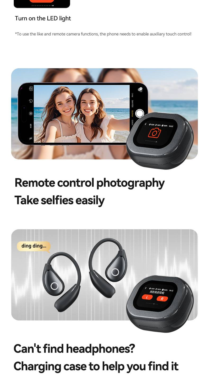 M94 Nei OWS Hänge-Ouer Bluetooth Kopfhörer mat Bildschierm, Touch a Kaartenaaschlag, Knochenleitungs-Kopfhörer_voghion.com