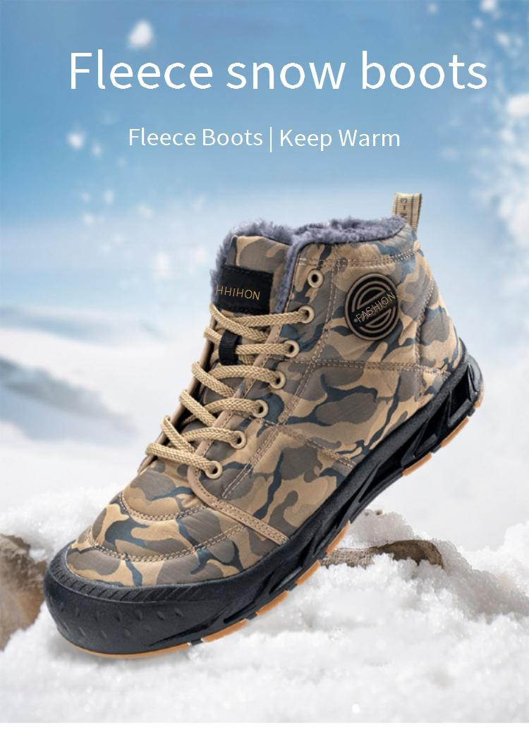 Scarpe invernali calde in velluto spesso e cotone, stivali bassi a metà polpaccio, scarpe da uomo, stivali da neve di grandi dimensioni, campeggio all'aperto_voghion.com