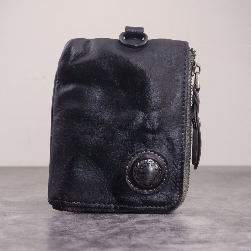 Wallet, Vintage Vegetable Tanned Leather, Distressed Wallet, Zipper Wallet, Key Holder, Card Holder_voghion.com
