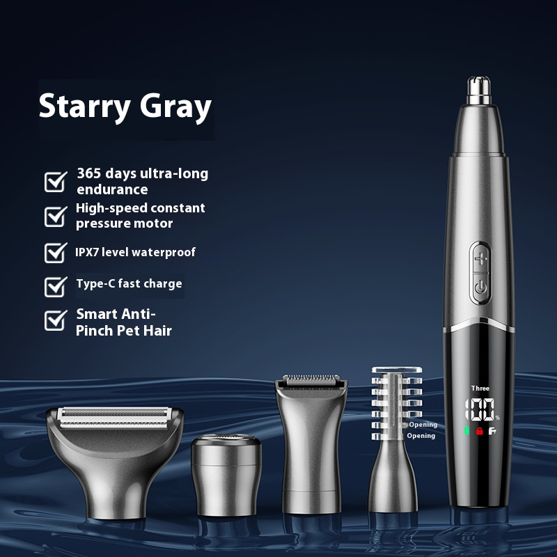 Premium Electric Nose Hair Trimmer With LED Display - Rechargeable & Waterproof - Multi-Functional Grooming Kit For Men & Women_voghion.com