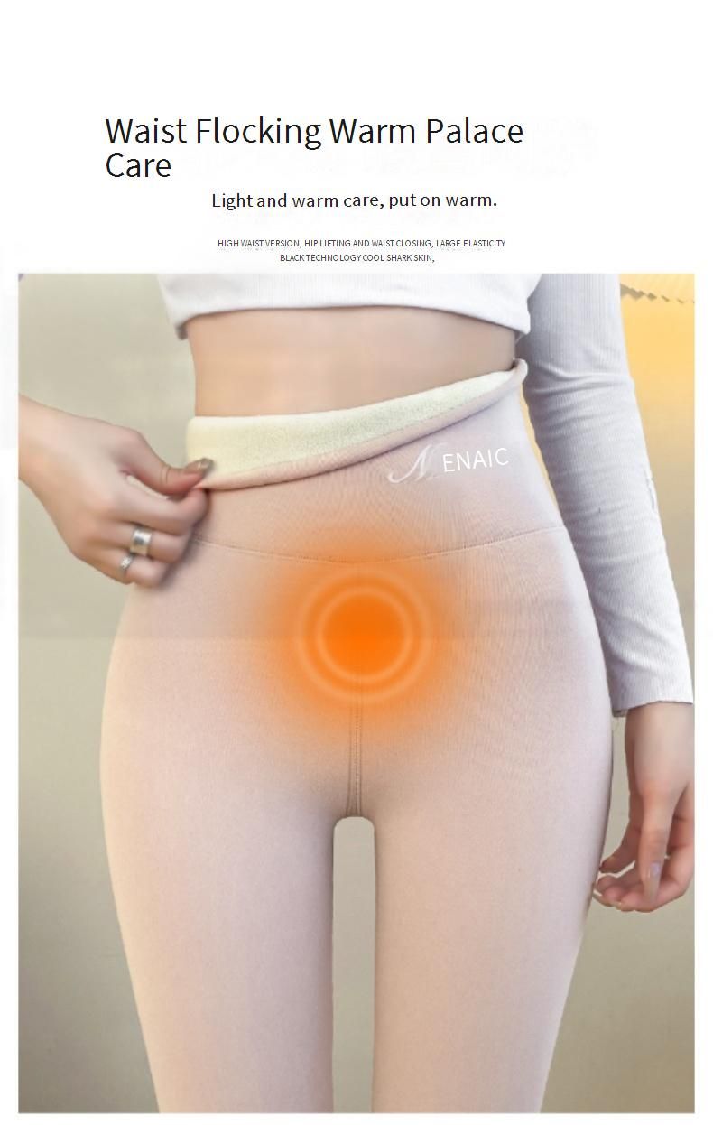 Leggings thermiques doublés en polaire pour femme, taille haute, contrôle du ventre, pantalon chaud d'hiver avec broderie, extensible et confortable._voghion.com