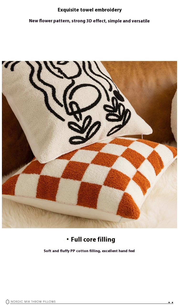 Federa per cuscino trapuntata ispirata a Picasso in stile nordico - 45x45 cm - Federa per cuscino con volto astratto e motivi geometrici - Decorazione per divano in ciniglia e tela in stile bohémien_voghion.com
