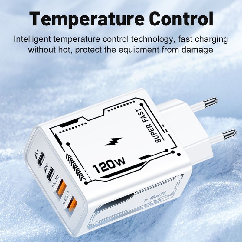 120W PD + USB Charger Compatible With 15 Huawei Phones Dual Type-C Fast Charging Power Adapter_voghion.com
