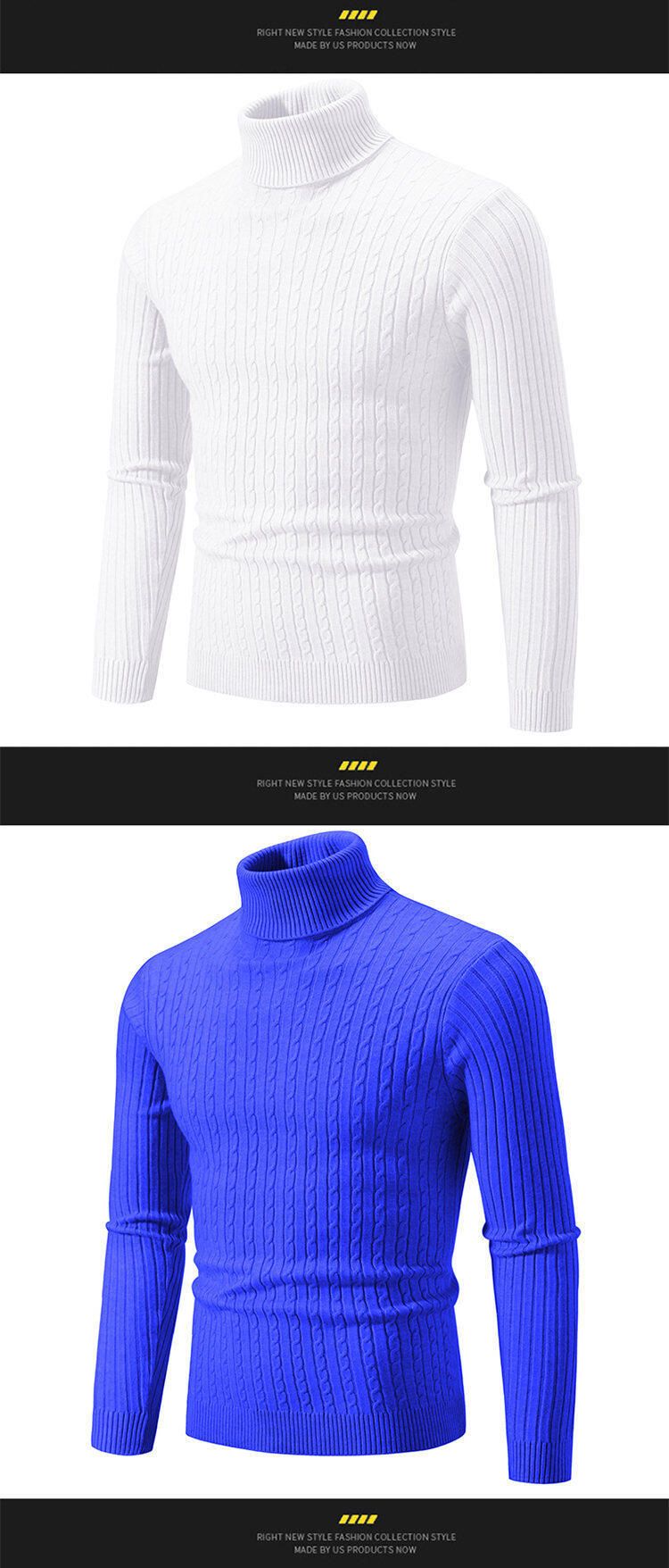 Novo suéter casual de malha transfronteiriça masculino 2025 com gola alta e camisa de malha trançada da moda para homens_voghion.com