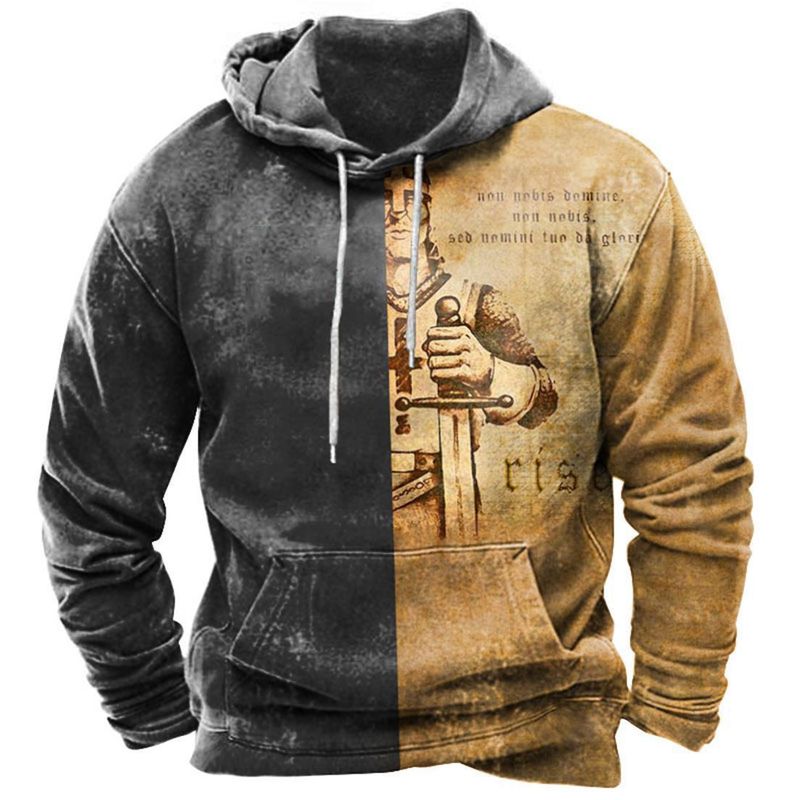 Felpa con cappuccio da uomo stampata in 3D, modello vintage in denim da strada, tendenza autunno 2025_voghion.com
