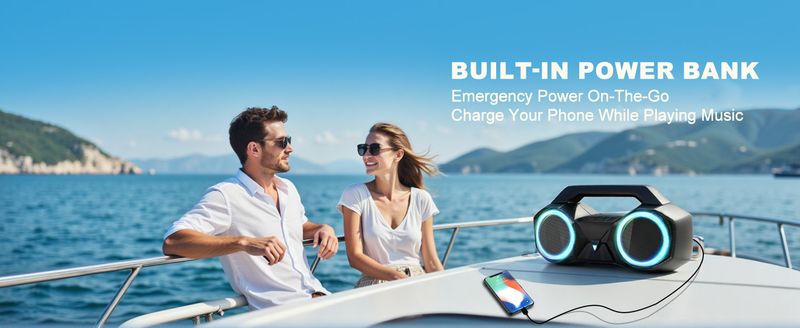 Bluetooth-Lautsprecher, 80 W, laut mit Bass, 20 Stunden Spielzeit, IPX7 wasserdicht, RGB-Lichter, TWS, kabellose Lautsprecher, für draußen, zu Hause, für Partys, am Pool, am Strand, beim Tailgating, im Fitnessstudio, als Geschenk_voghion.com