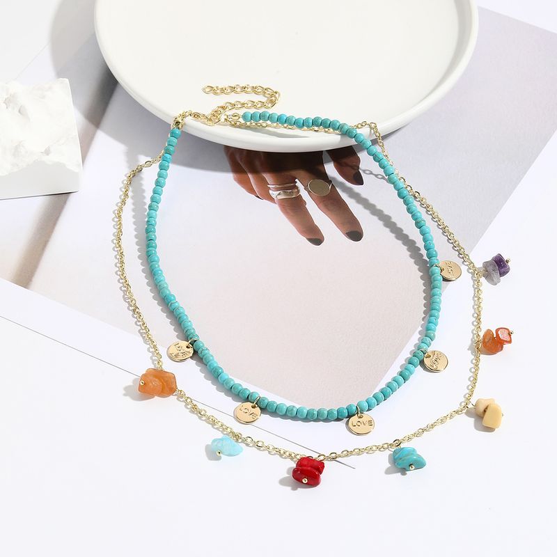 Boheemlaslik etsy disain türkiissinine etnilises stiilis ehtekäevõru liialdatud retro türkiissinine kaelakee_voghion.com
