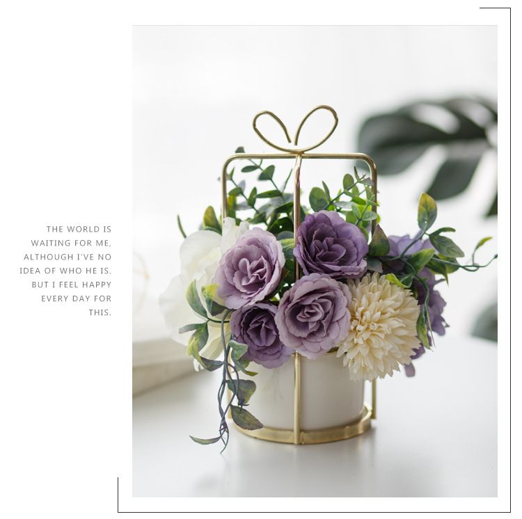 Ensemble de vases festifs en céramique dorée - Présentoir de roses artificielles et décoration nordique de Noël_voghion.com