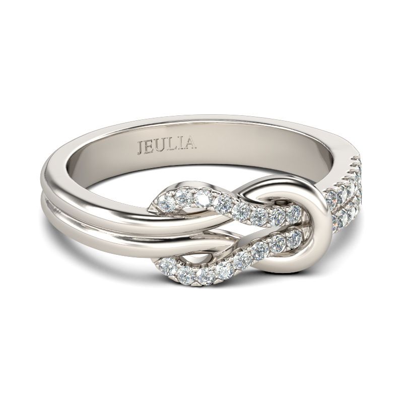 Anel de noivado feminino elegante estilo coreano e japonês com incrustações de diamantes e flores com nó Rongyu_voghion.com