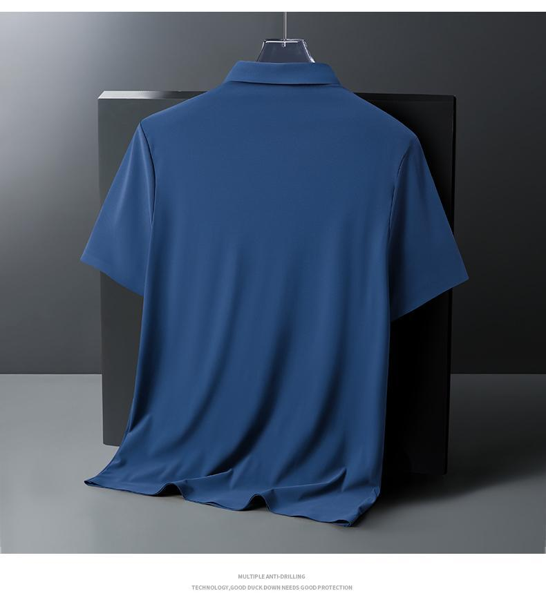 T-shirt con risvolto Summer Me per affari, tempo libero, sport, asciugatura rapida, polo a maniche corte in seta fredda, nera_voghion.com