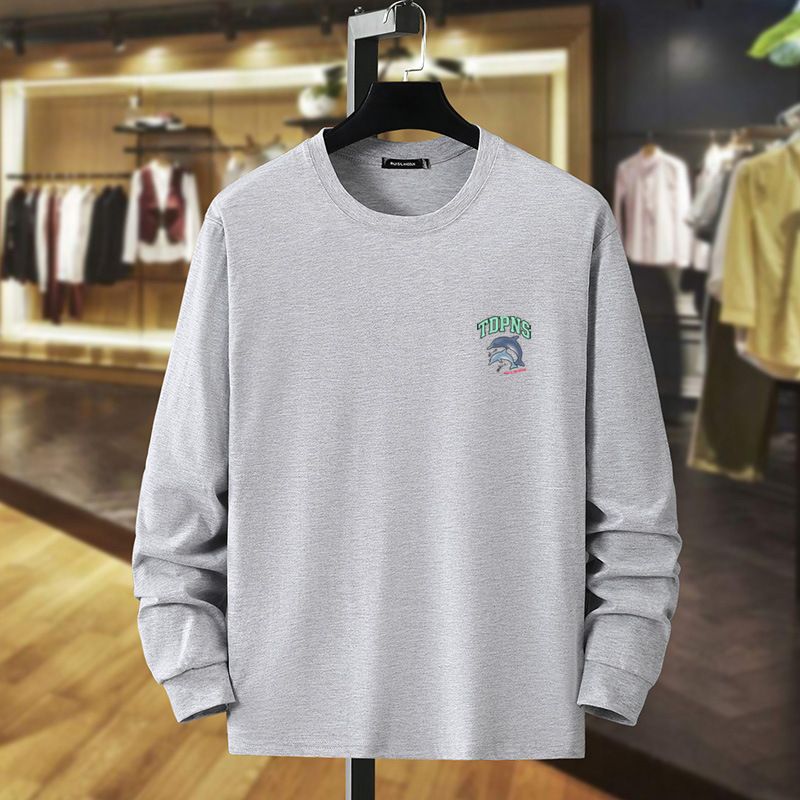 Frühling und Herbst dünnen Stil mit dicken und großen Herren reine Baumwolle Langarm T-Shirt lose lässige Herbstkleidung dick und dick Guy Trendy Base_voghion.com