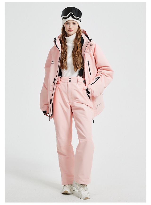23 Korean Style Suit Set Unisex Windproof Waterproof Warm Couple Jacket Snowboard Ski Pants_voghion.com