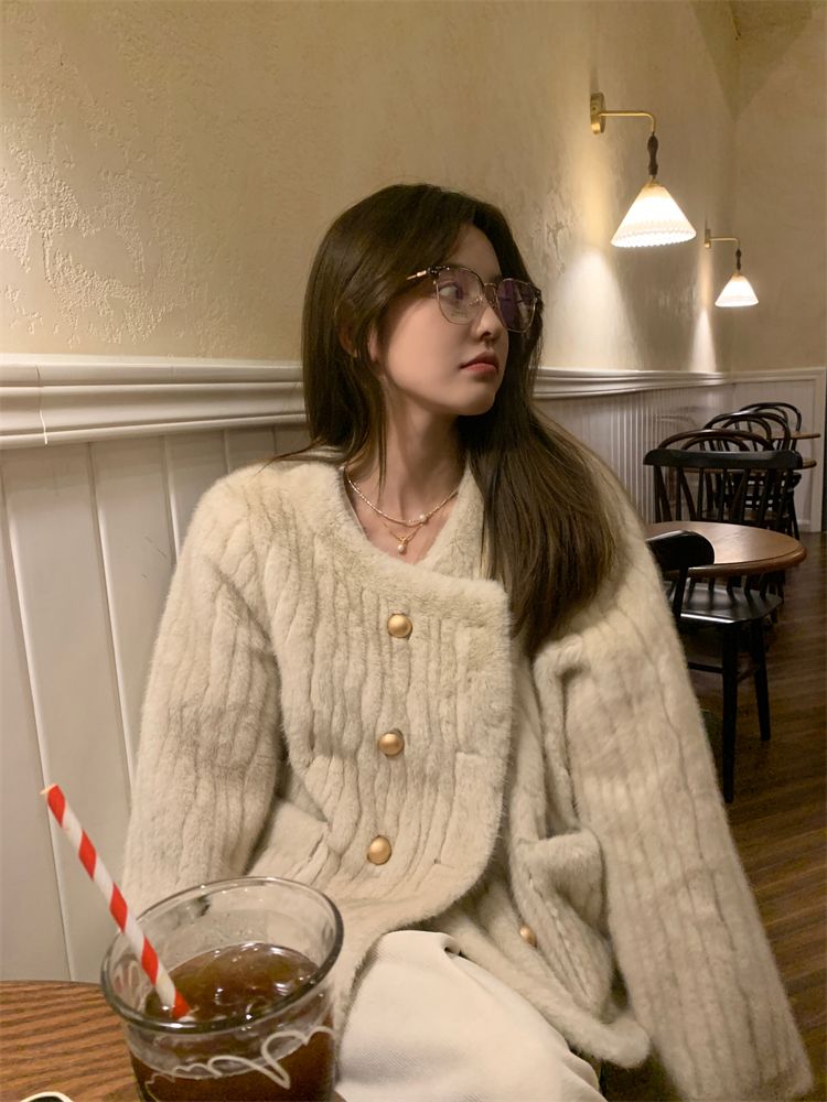 Nerz Schaffell Integrierte Stil High-end Herbst Winter Verdickt Plüsch Umweltfreundliche Pelz Mantel Frauen Flauschigen_voghion.com