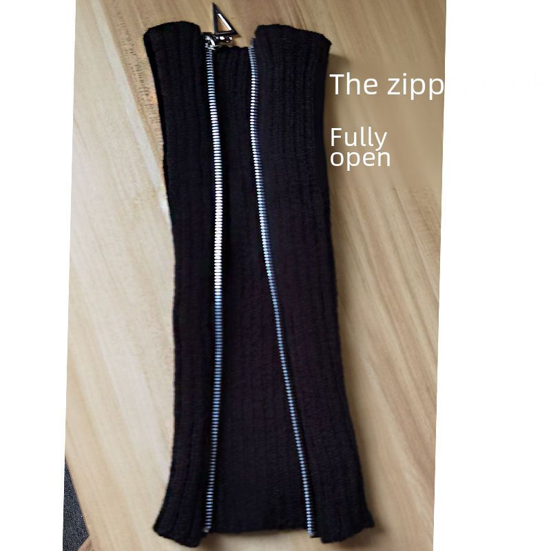 Wollsocken Füße Großhandel Frauen koreanische Version von Herbst und Winter Haufen Socken gestrickt Bein Reißverschluss Stiefel Stiefel Socken Flut Socken_voghion.com