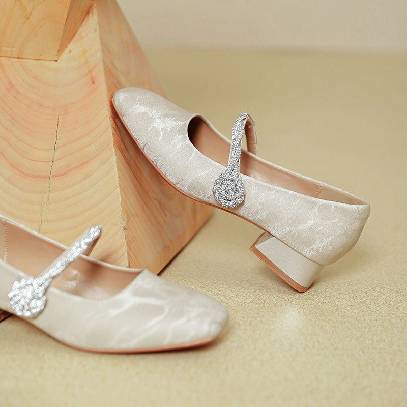 Mary Jane con punta quadrata e tacco grosso per donna con cinturino con fibbia magica, tacco alto 2025, nuova primavera autunno, stile francese, tacco basso_voghion.com