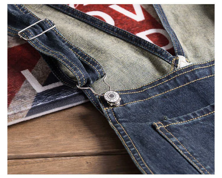 Jeans Sokotoo salopette en denim bleu foncé pour hommes jean Slim coupe décontractée pantalon cargo à poches combinaisons à bretelles T221102_voghion.com