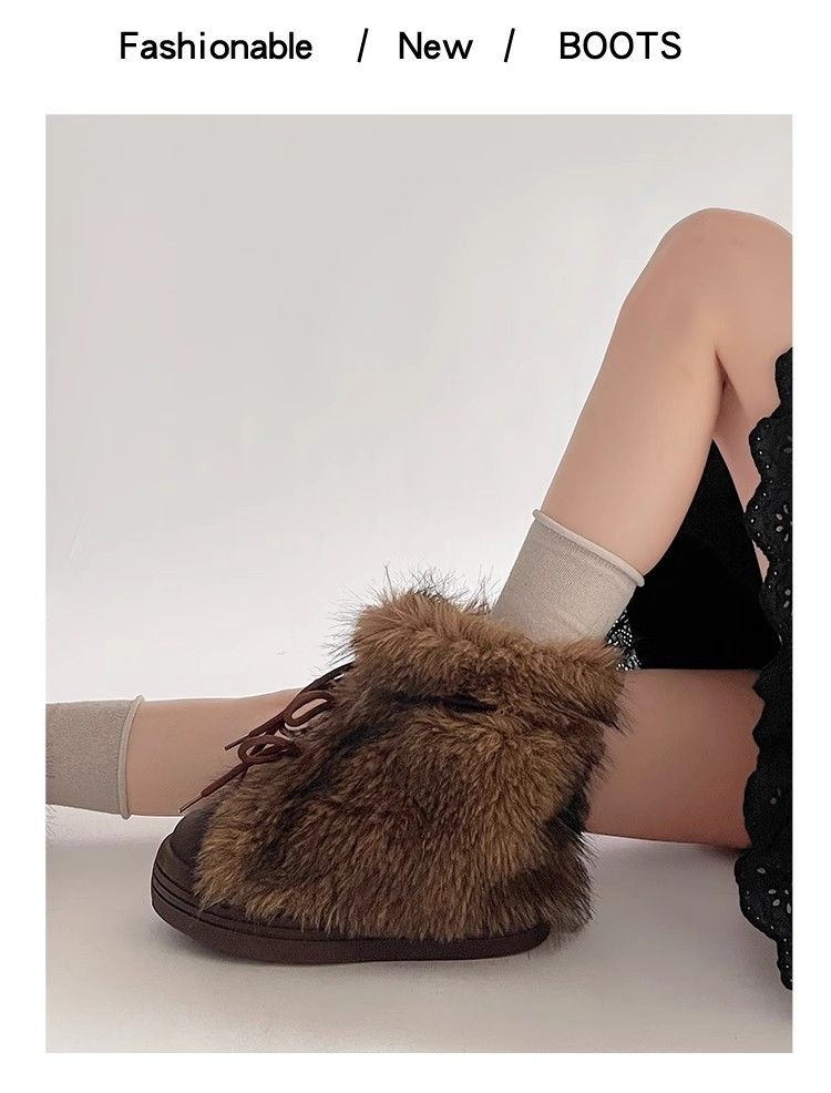 Women's Shoes Snow Boots Comfortable Lightweight Warm Thick Soled Inner Heightening Real Fur Snow Boots_voghion.com
