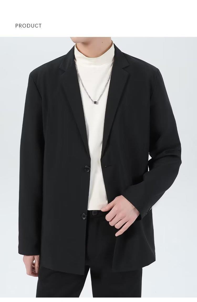 Veste blazer slim en velours côtelé pour homme - Veste de costume décontractée à simple boutonnage avec revers crantés, style décontracté, printemps-automne_voghion.com