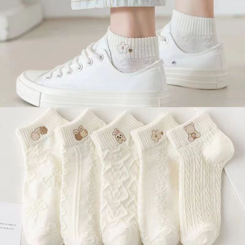 Calcetines blancos para mujer, calcetines cortos de verano de malla fina, transpirables, antiolor, de caña baja, bonitos calcetines de estudiante japoneses_voghion.com