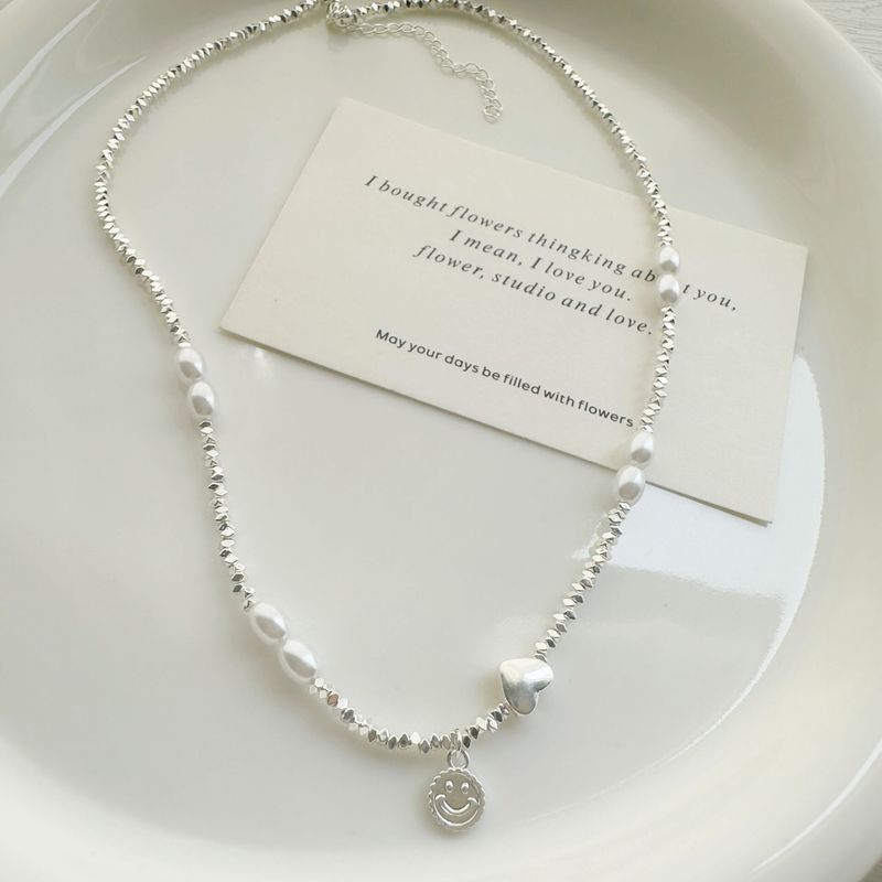 Collana di perle in argento spezzato da donna estate nuova collana clavicola dal design di fascia alta di nicchia di lusso leggero in argento rotto_voghion.com