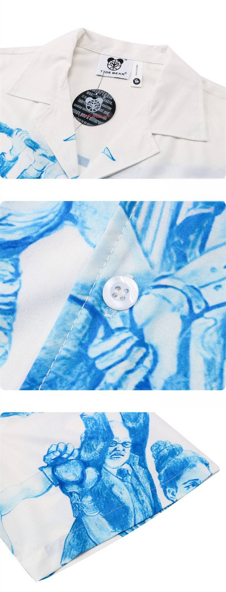 Men's Clothing trendy street style youth character digital printing lapel loose casual short-sleeved shirt suit_voghion.com